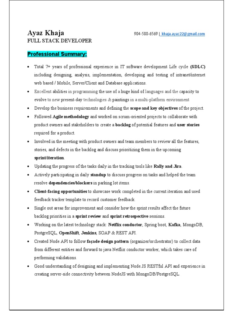 Ayaz Khaja: Full Stack Developer | PDF