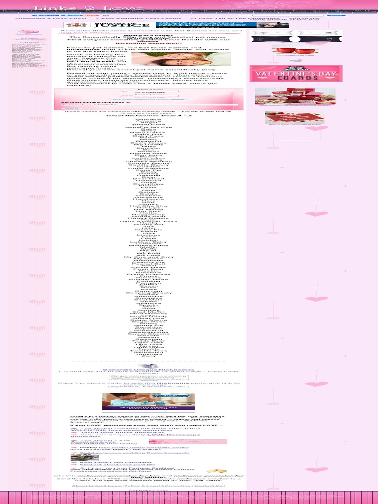 Nickname Generator Pet Names For Lovers Generator Creator, Nicknames