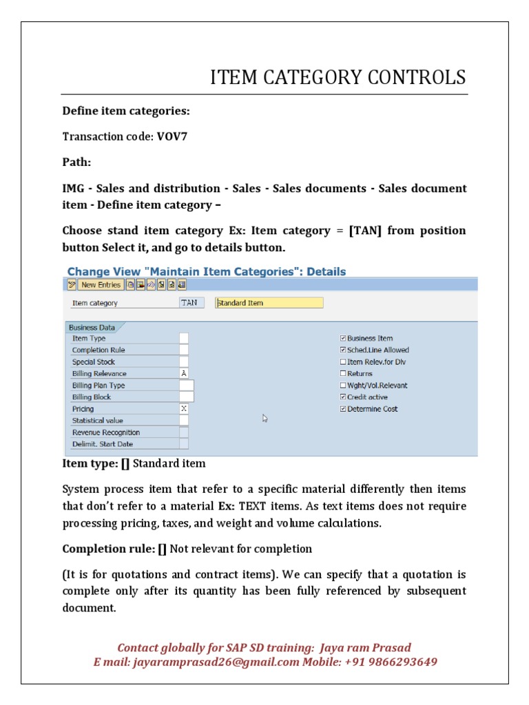 SAP SD Item Category Configuration Guide | PDF | Sales | Stocks