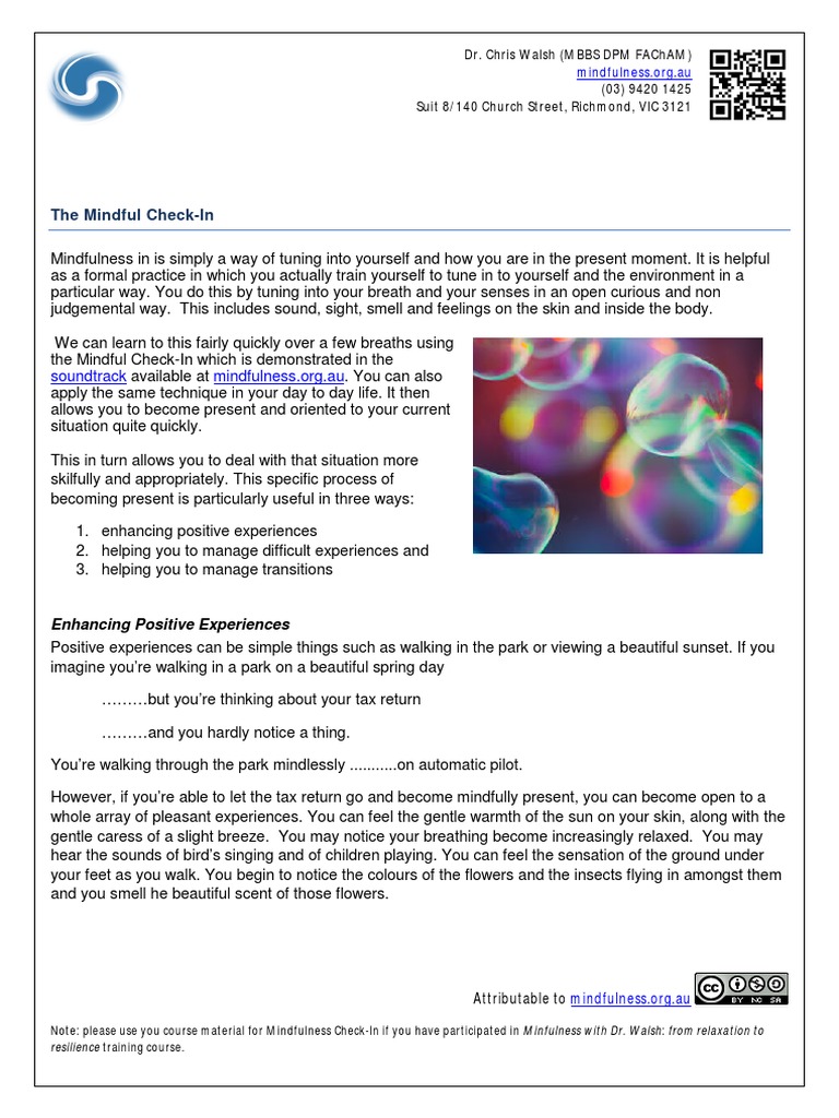 Mindful Check-In: Enhance Presence & Resilience | PDF | Mindfulness ...