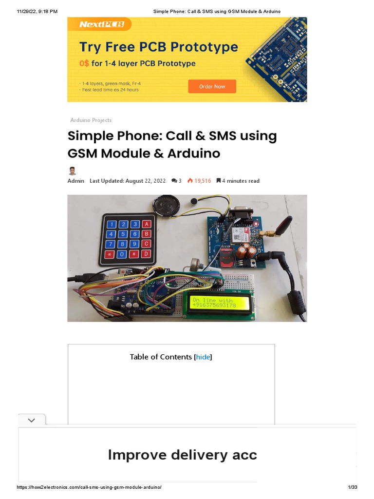Simple Phone - Call & SMS Using GSM Module & Arduino | PDF | General ...