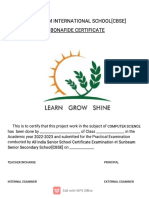 Bonafide Certificate