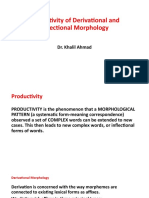 Productivity of Derivational and Inflectional Morphology