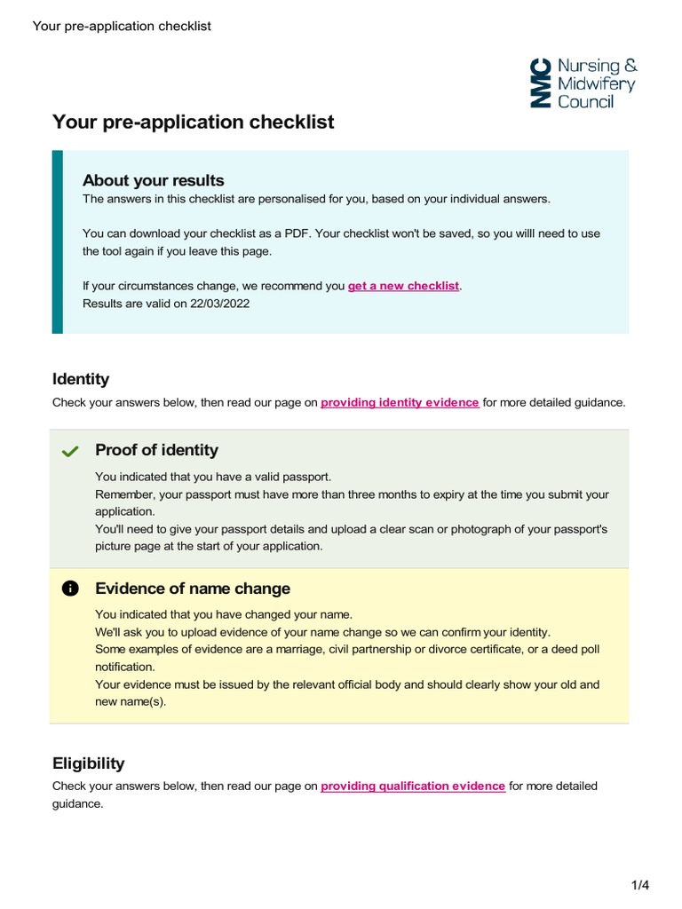 Your PreApplication Checklist PDF Health Care Health Sciences