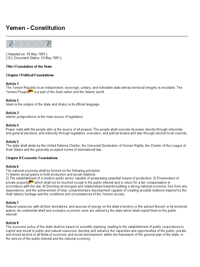 Yemen PDF United States House Of Representatives Ratification