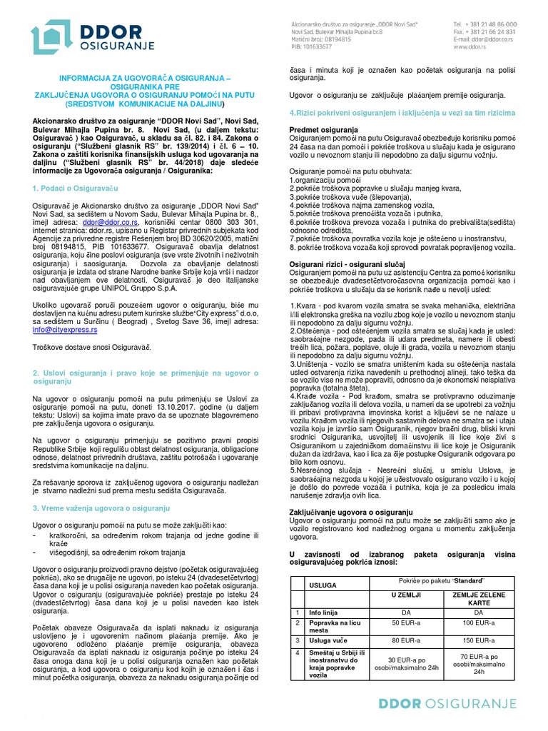 Informacija Za Ugovaraca PNP | PDF