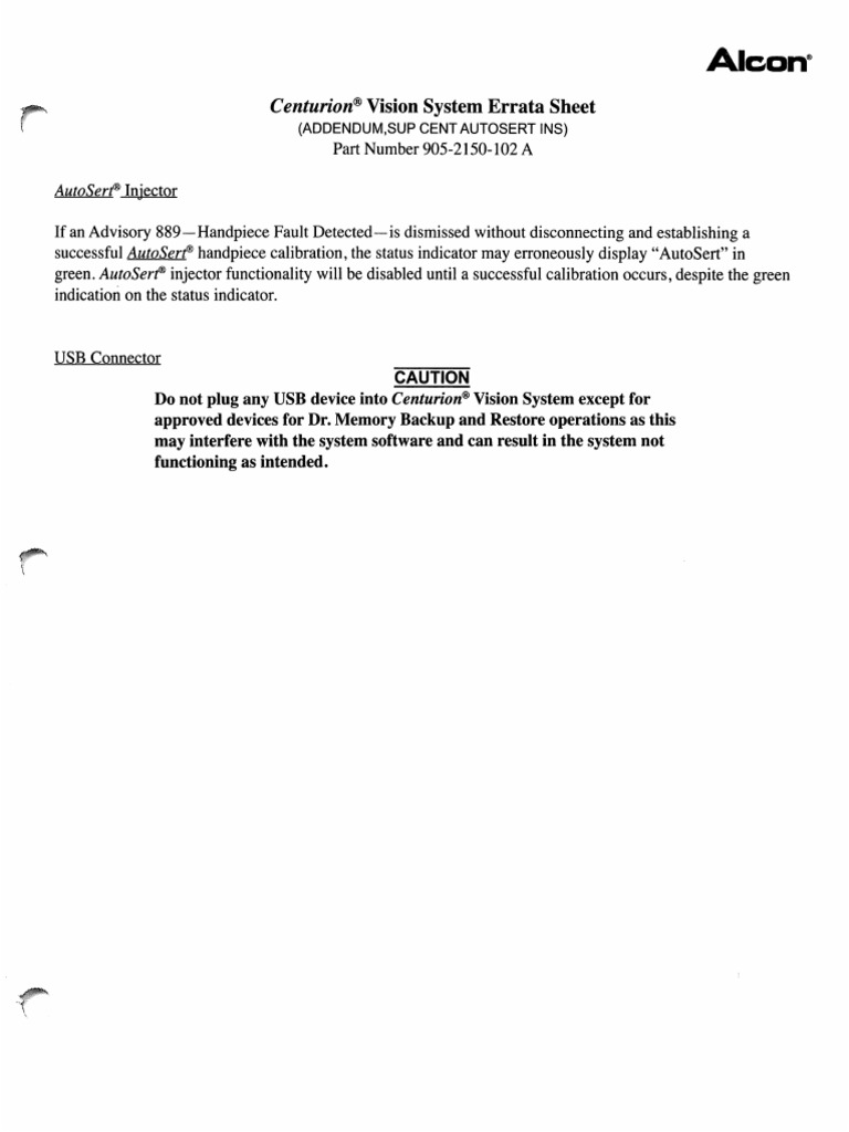 Alcon Centurion Operators Manual Scanned | PDF