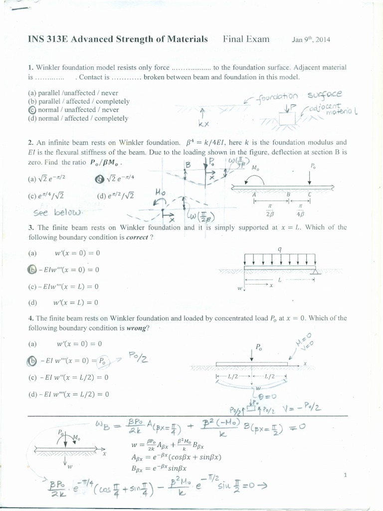 Analysis of a Curved Beam on a Winkler Foundation Solutions to an Advanced Strength of