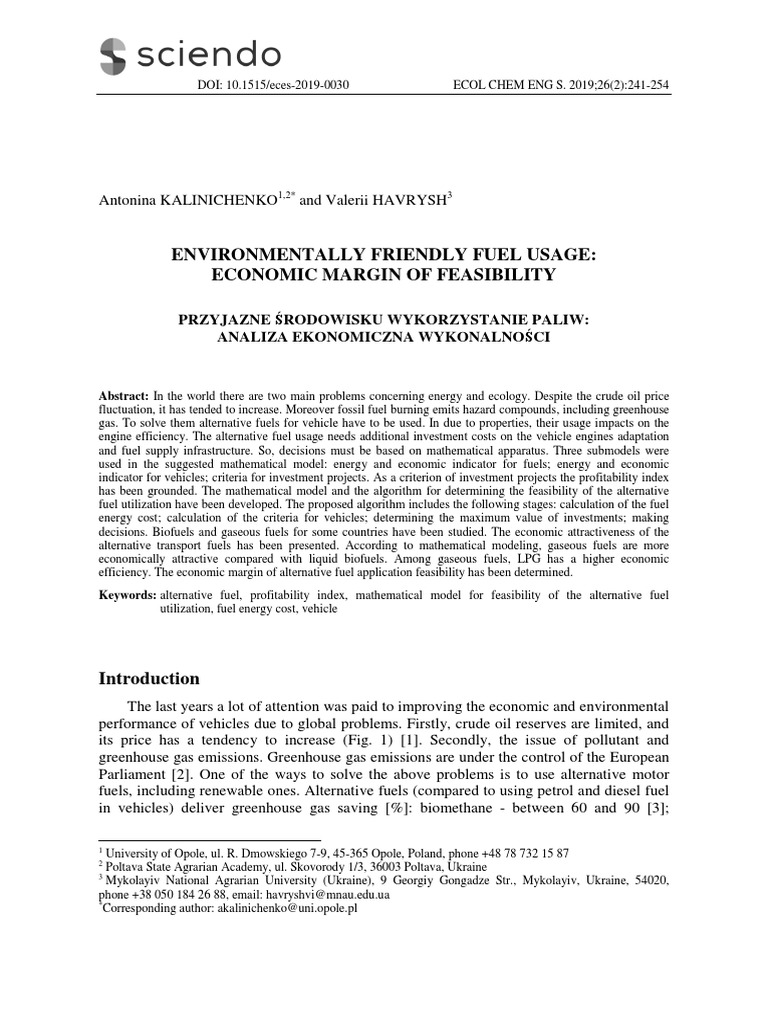 Environmentally Friendly Fuel Usage Econ PDF Net Present Value