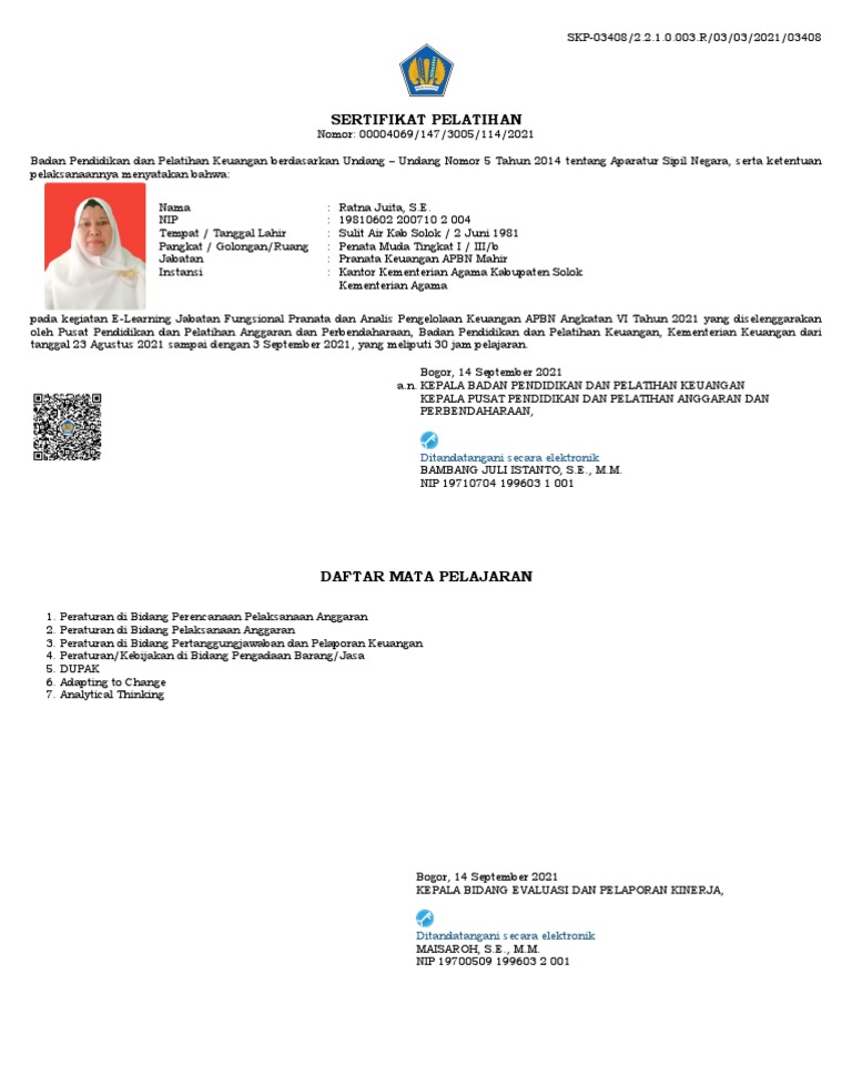 Certificate Ratna Juita Pdf