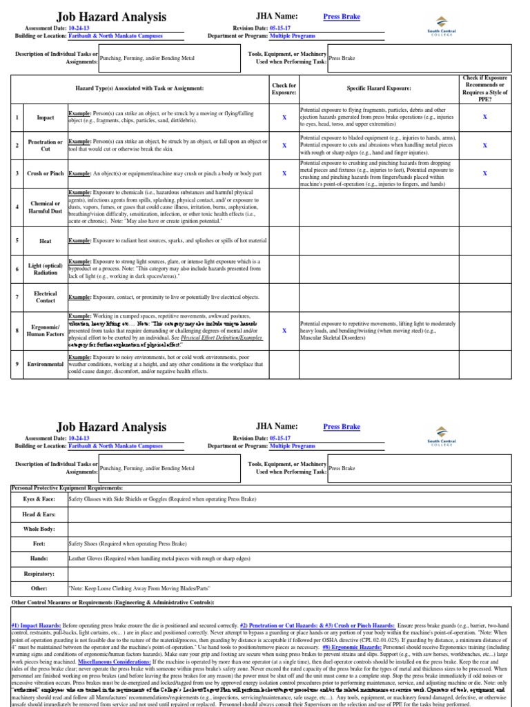 Press Brake | Download Free PDF | Safety | Workplace