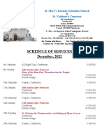 Schedule of Divine Services - December, 2022