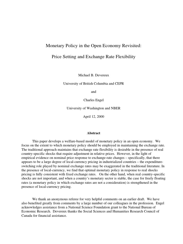 Monetary Policy in The Open Economy Revisited: Price Setting and ...