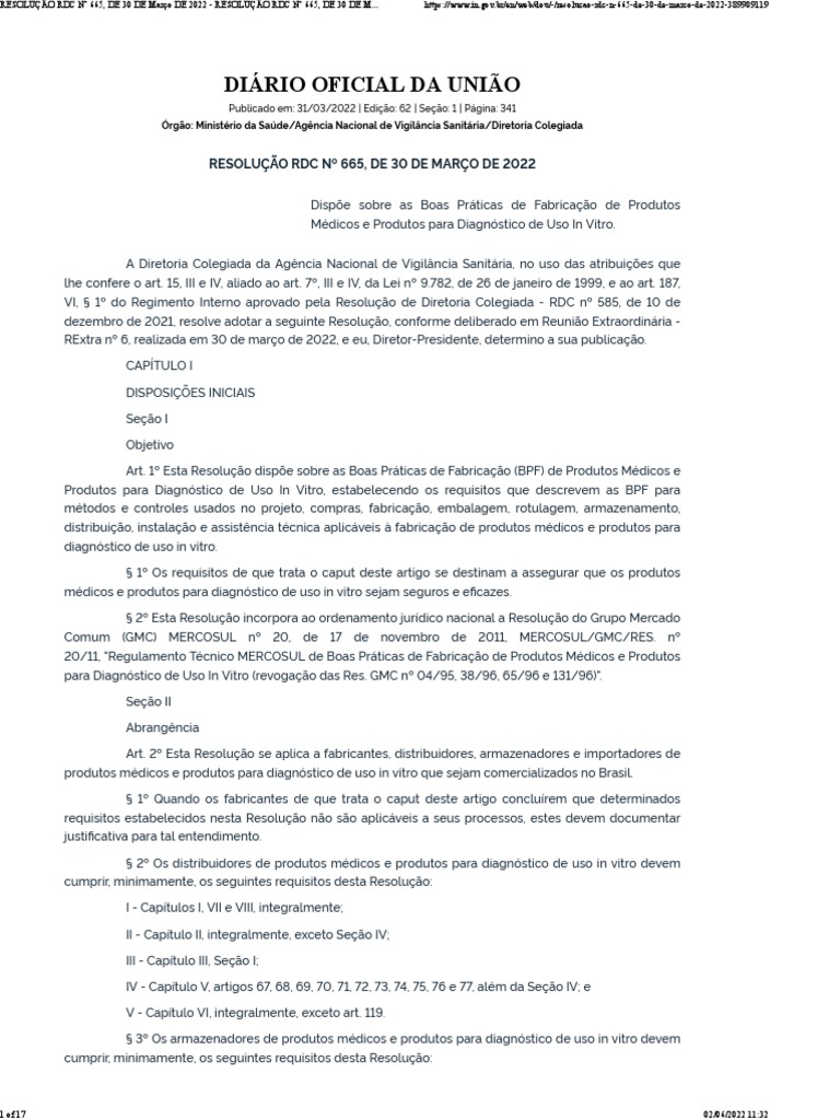 RDC 665 de 30 Março 2022 - BPF Produtos P Saúde | PDF
