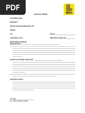 CHANGE ORDER TEMPLATE