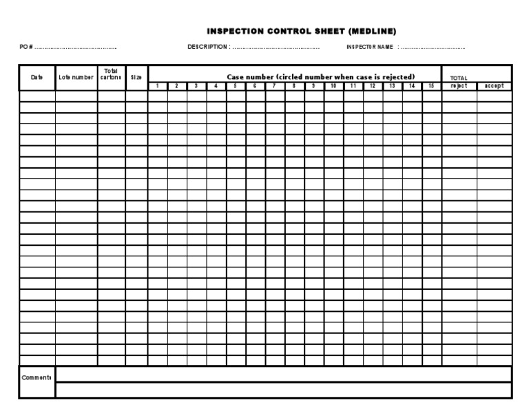 Medline Inspection Control Sheet | PDF | Games & Activities