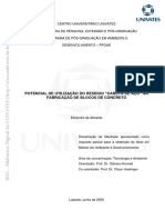 Utilização de Carepa de Aço Na Fabricação de Blocos de Concreto