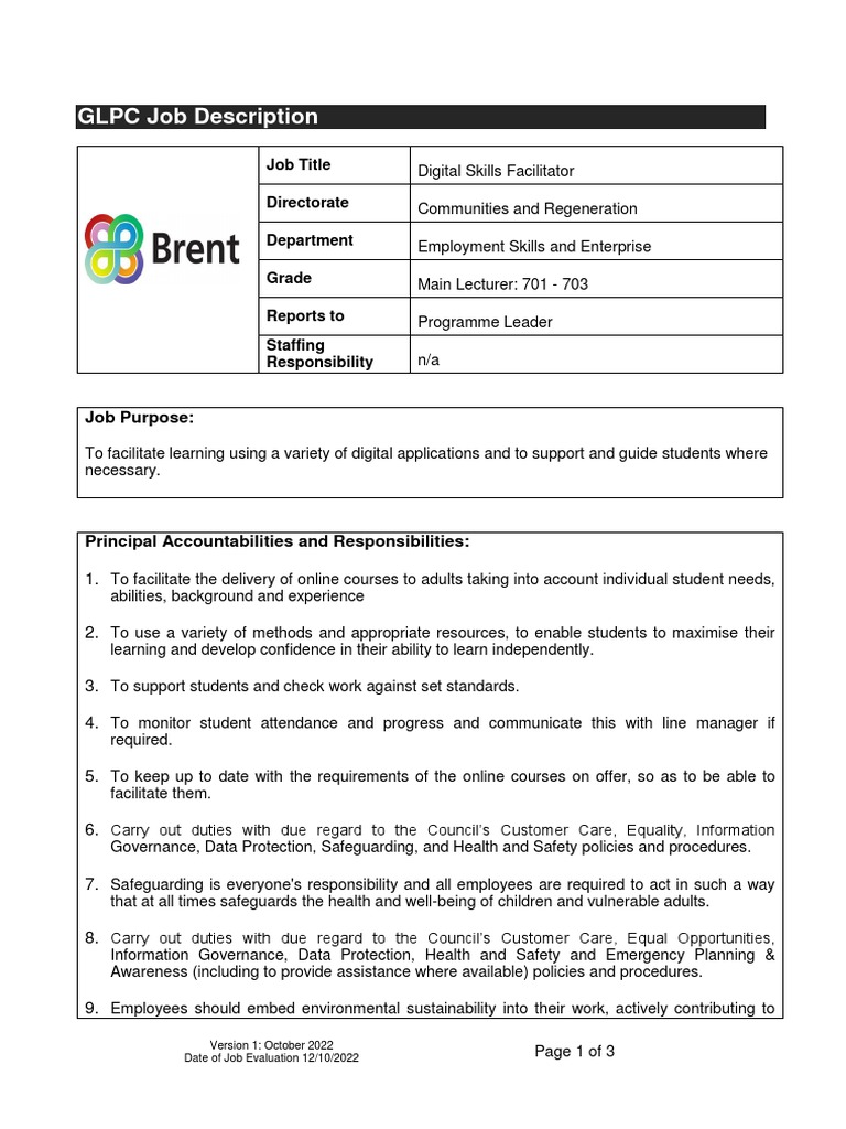 Digital Skills Facilitator Job Overview | PDF | Career & Growth | Computers
