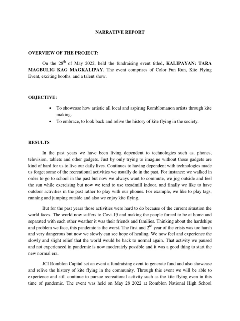 Narrative Report Kite Flying Event PDF