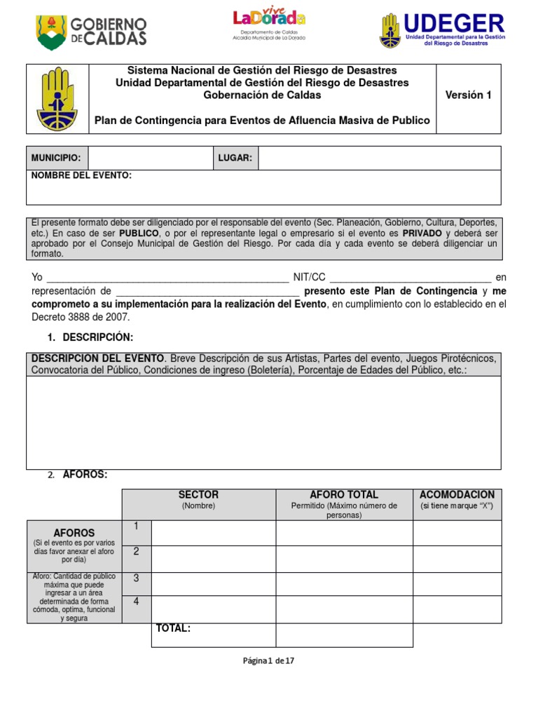 Formato PC Eventos Masivos Guia | PDF | Inundar | La congestión del tráfico