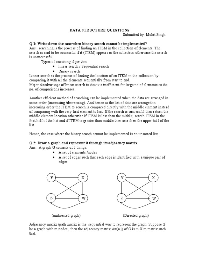 Data Structure Questions | PDF | Mathematical Relations | Graph Theory