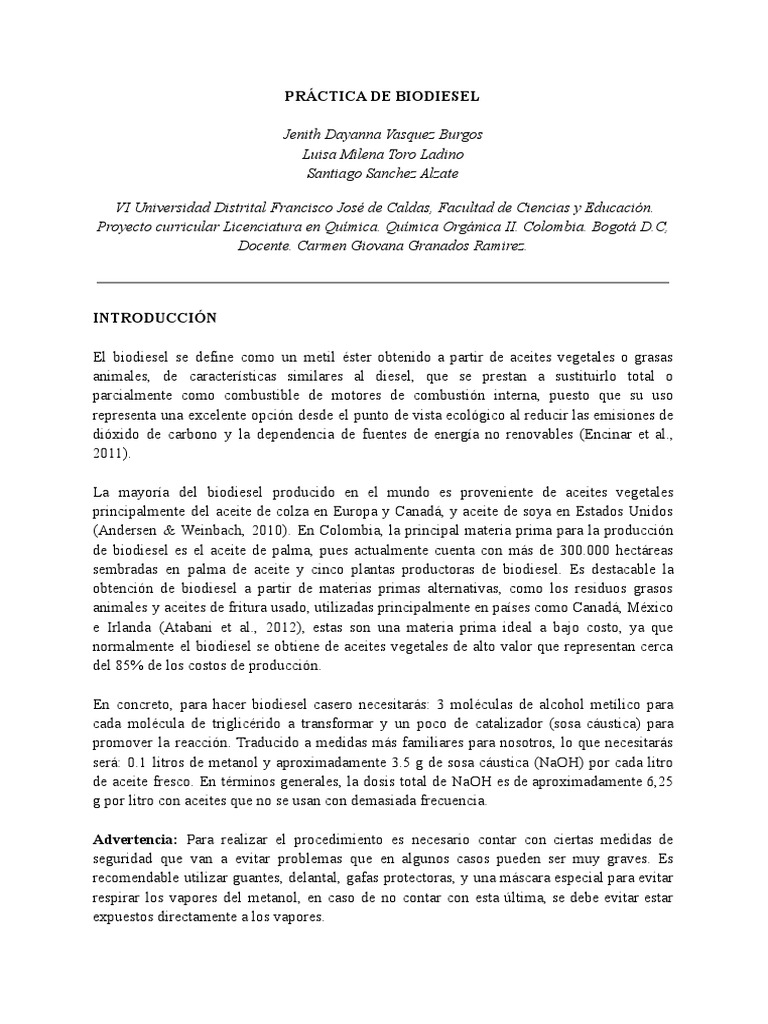 BIODIESEL | PDF | Biodiésel | Aceite vegetal