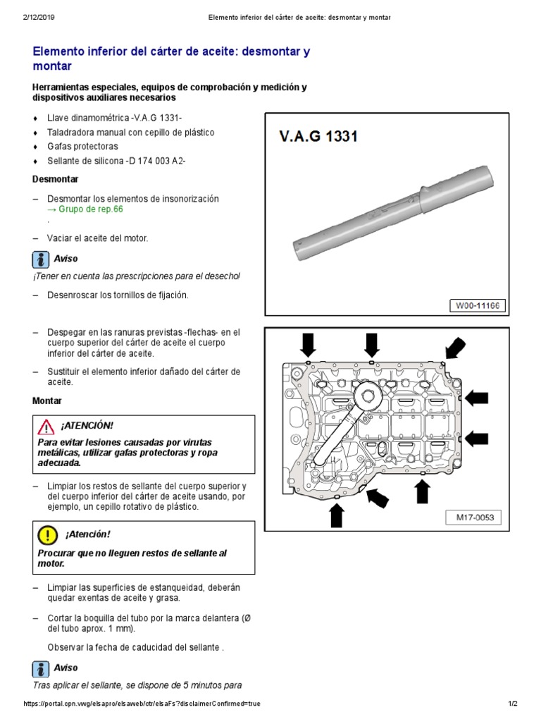 Desmontaje y montaje del cárter de aceite | PDF | Tornillo | Ingeniería ...