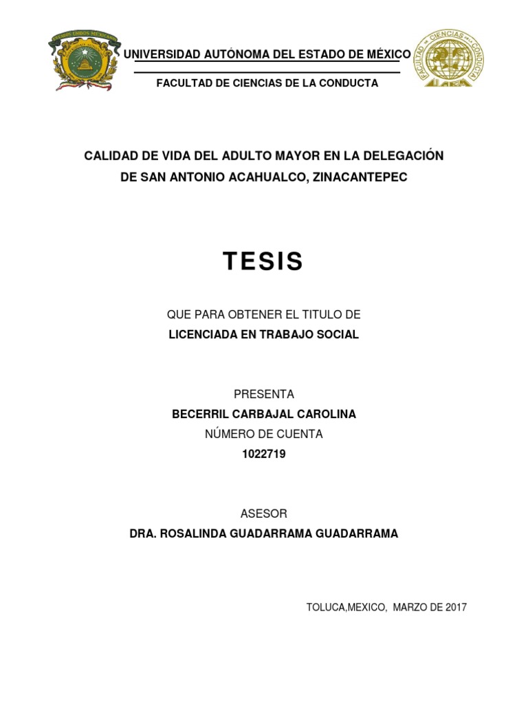 Calidad de Vida en Adultos Mayores en Zinacantepec | PDF | Adultos | Vejez