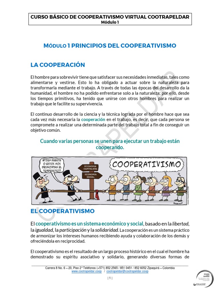 Curso Básico de Cooperativismo Cootrapeldar | PDF | Cooperativa | Colombia