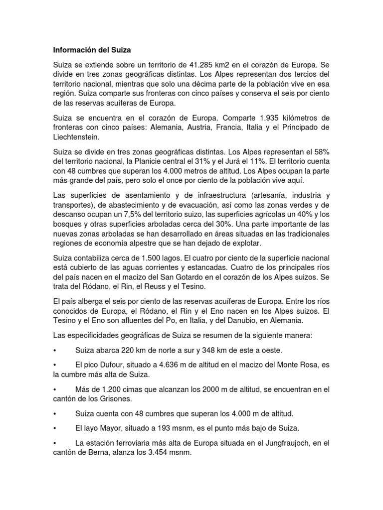 An Overview of Switzerland Geography, Economy, and Demographics PDF