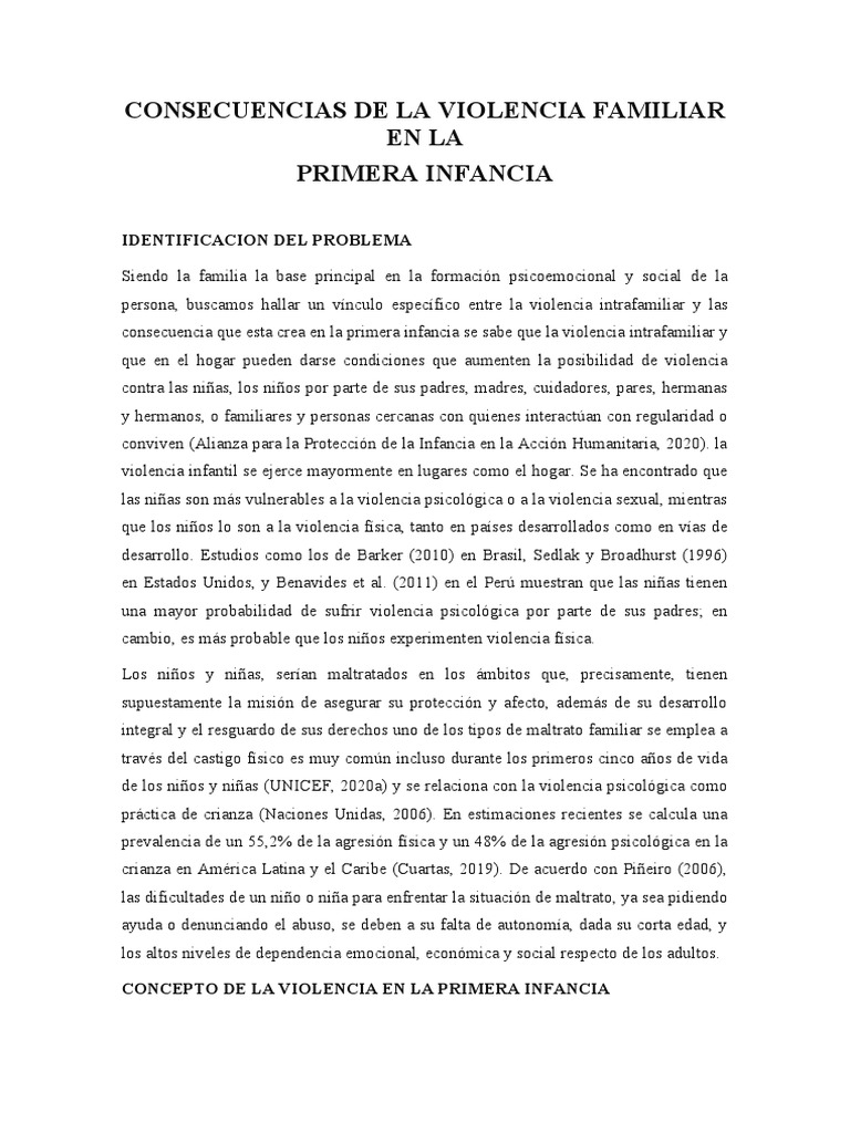 Impacto de la Violencia Infantil | PDF | Abuso infantil | Violencia ...