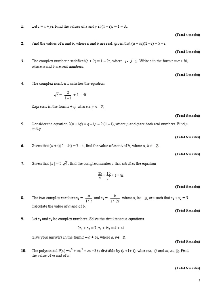 Cartesian Form Complex Number Revision | PDF | Equations | Complex Number