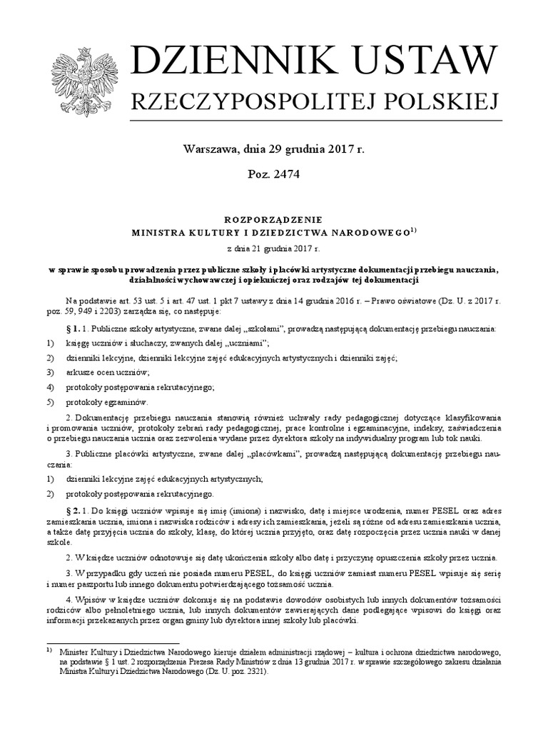 Rozporzadzenie W Sprawie Prowadzenia Dokumentacji Przebiegu Nauczania
