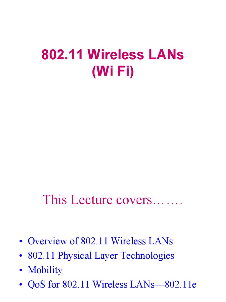 802.11 Wireless Lans (Wi Fi) | Download Free PDF | Wireless Lan | Ieee ...