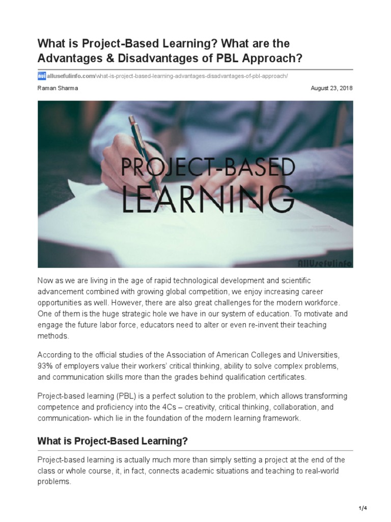 What Is ProjectBased Learning What Are The Advantages Disadvantages of