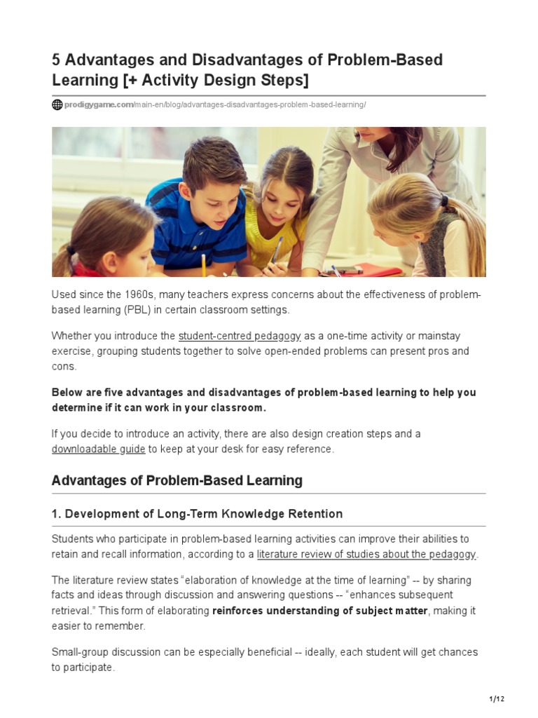 5 Advantages and Disadvantages of Problem-Based Learning Activity ...