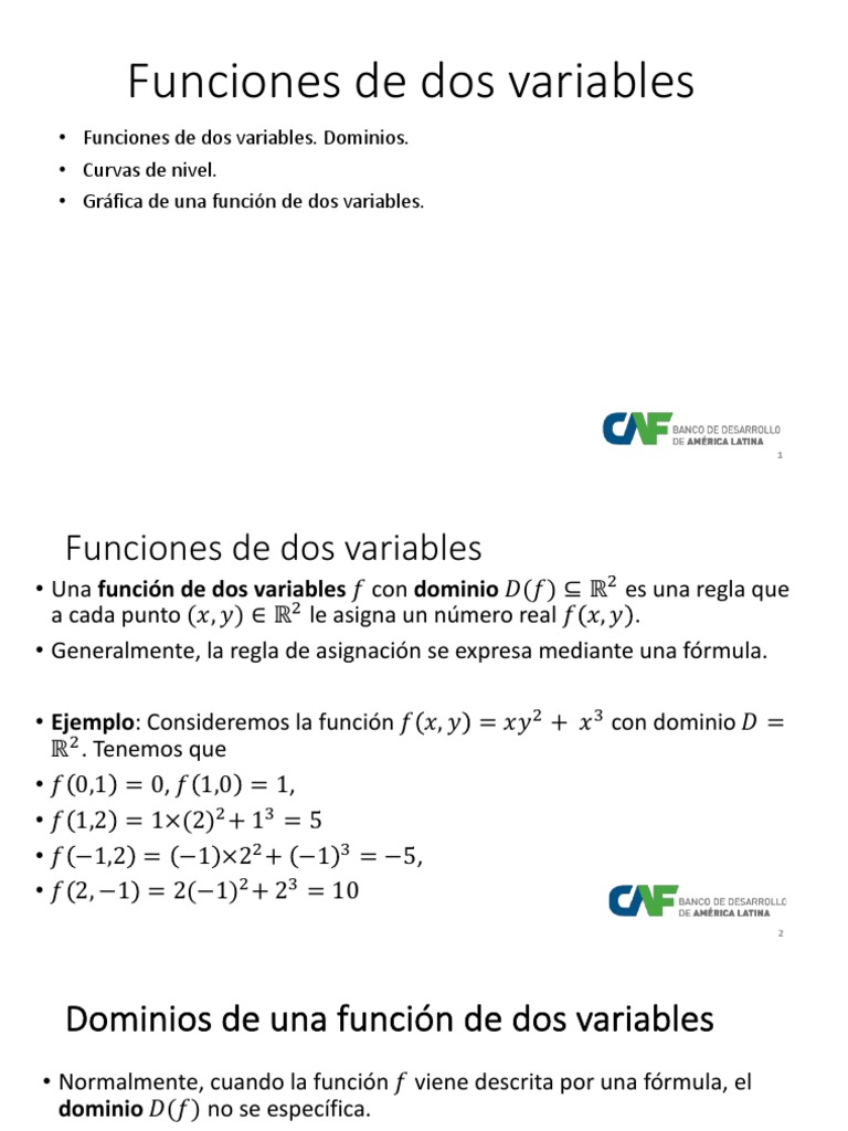 Funciones y Gráficas de Dos Variables | PDF | Función (Matemáticas ...