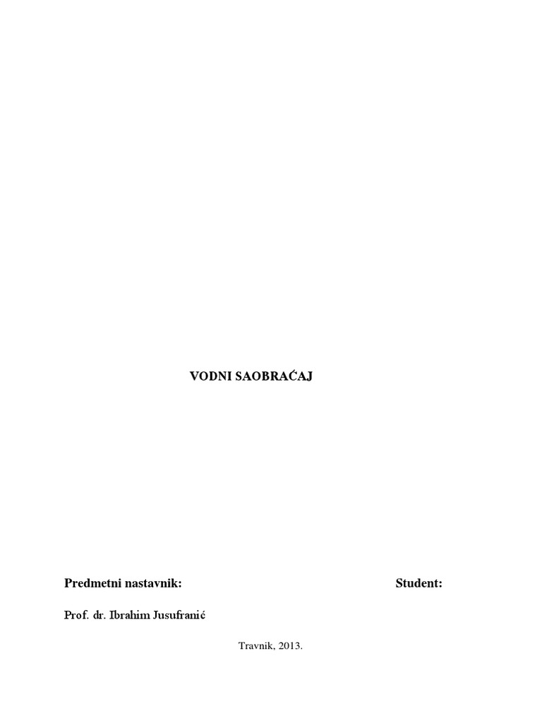 Vodni Saobraćaj | PDF