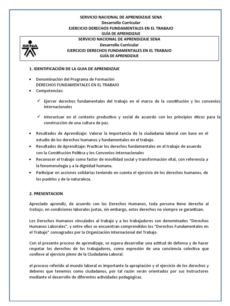 Derechos Fundamentales en el Trabajo SENA | PDF | Sindicato | Derecho ...