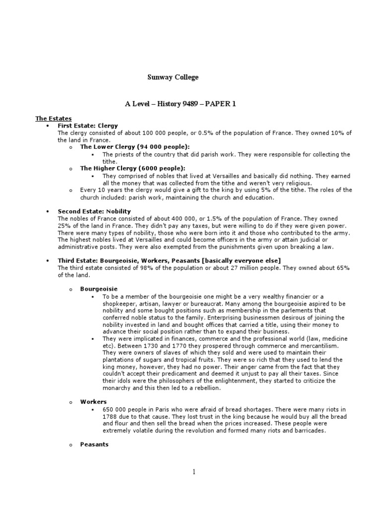 French Revolution Notes PDF Maximilien Robespierre French Revolution