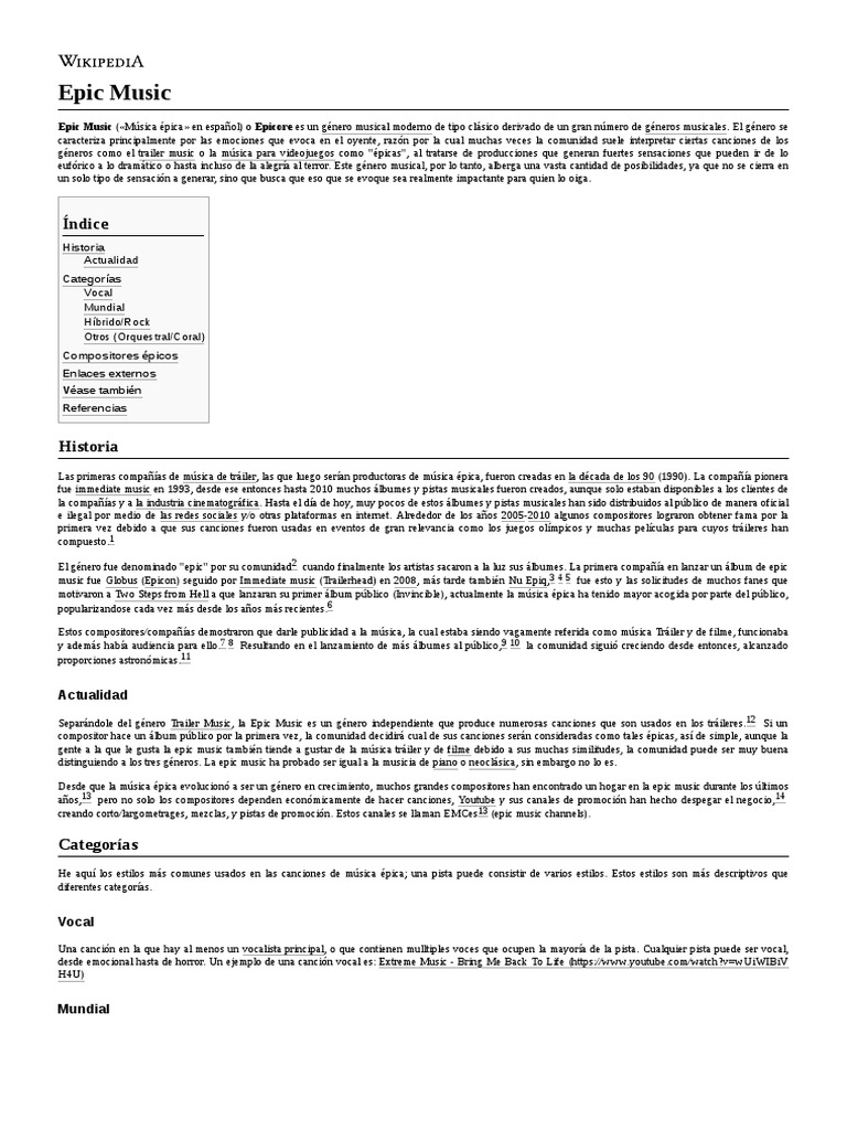 Epic Music Pdf Canciones Música Clásica