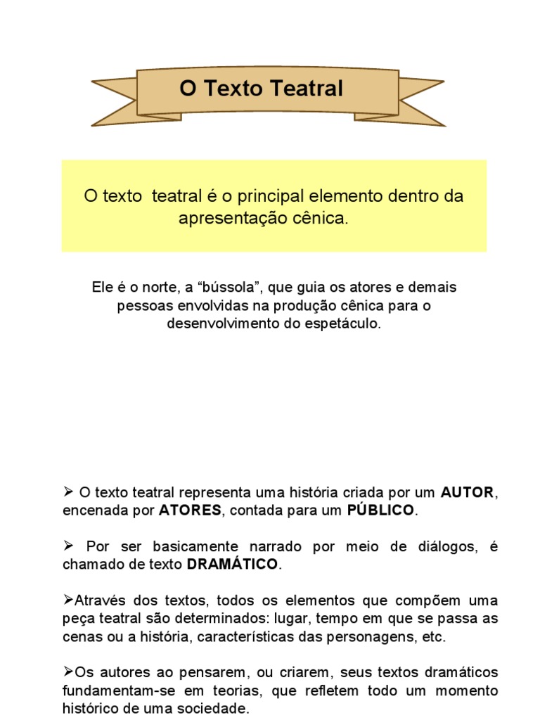 TEATRO - Texto Teatral Gênero, Enredo, Diálogos, Monólogos | PDF