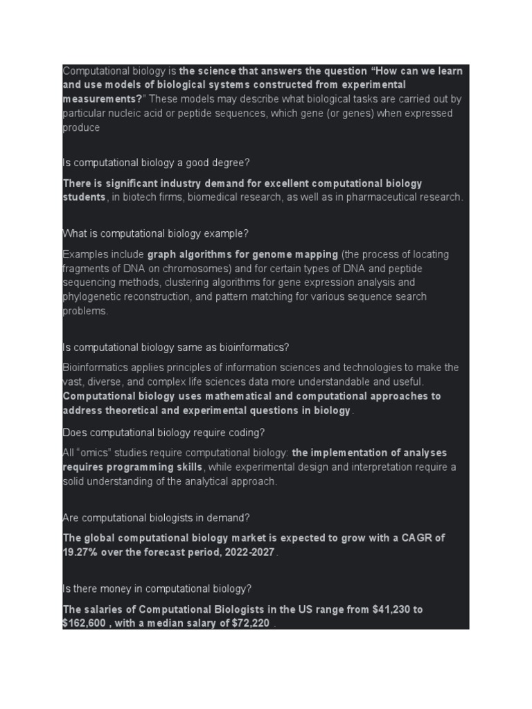 Demand and Salary in Computational Biology | PDF