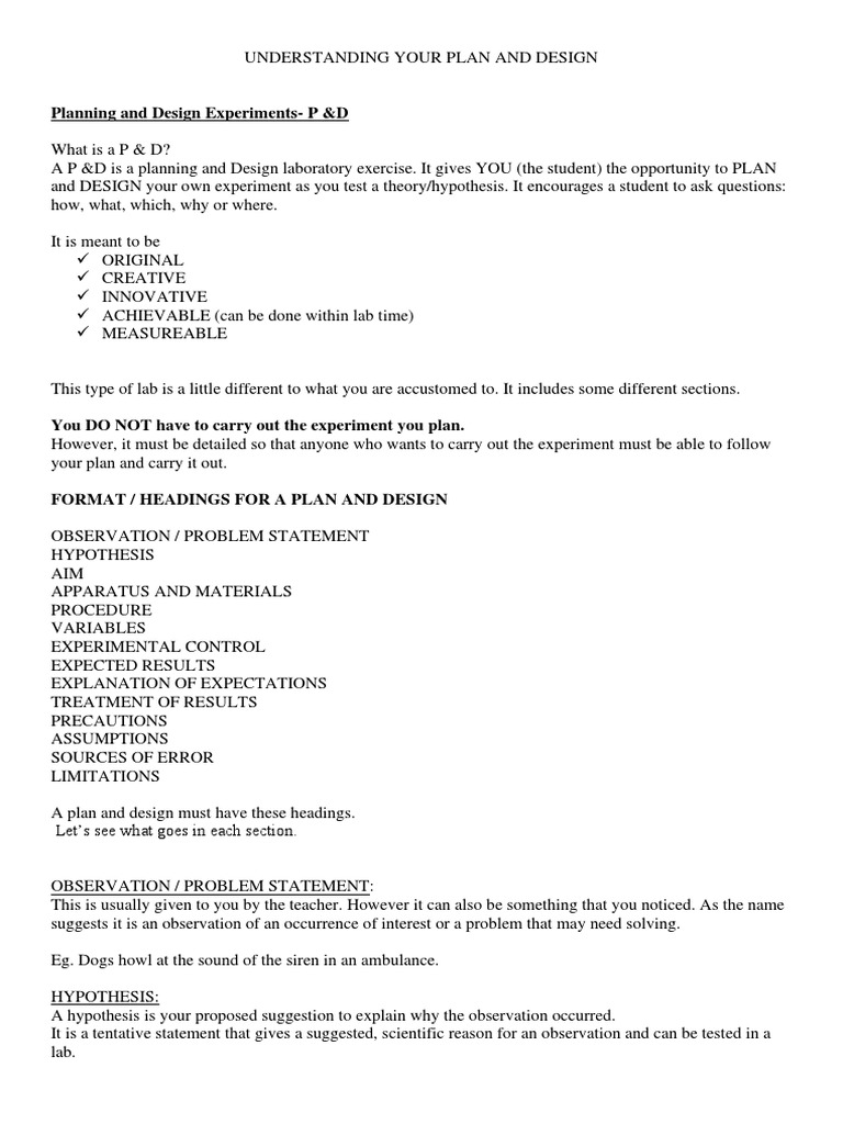 Plan and Design Your Experiment | PDF | Experiment | Hypothesis
