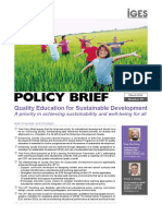 Policy Brief Quality Education For Sustainable Development A Priority in Achieving Sustainability and Well-Being For All