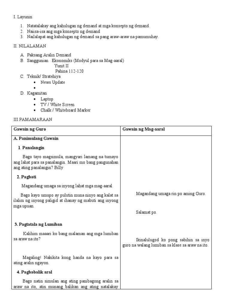 Lesson Plan Sample PDF