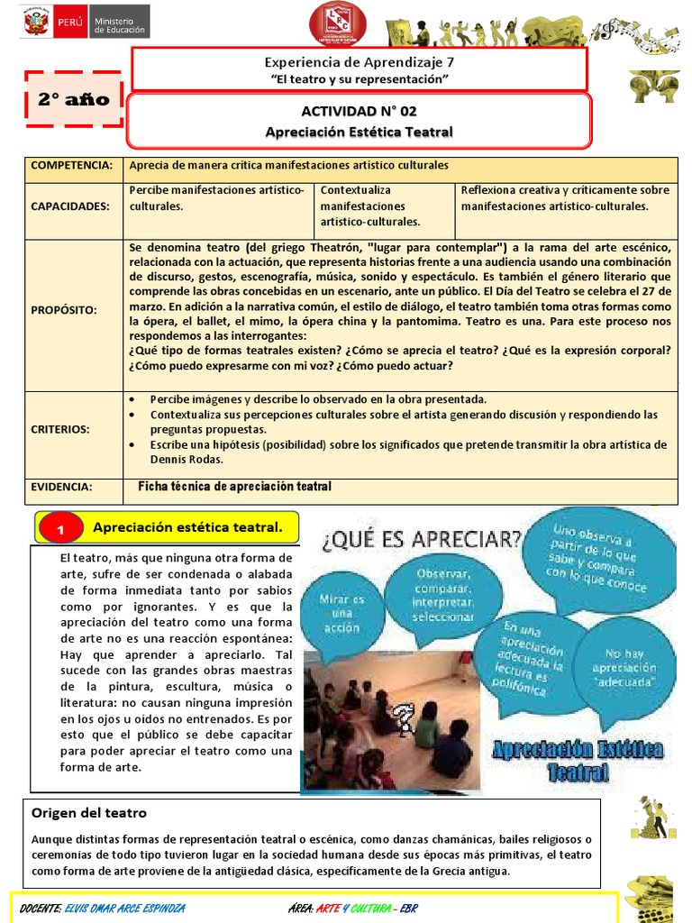 2 - Eda 7 Arte y Cultura para 2, Año | PDF | Teatro | Bailes