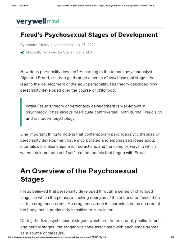 Freuds Stages of Psychosexual Development 2795962 PDF Sexual