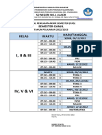 Jadwal Pas Semester Ganjil T.P 2022-2023