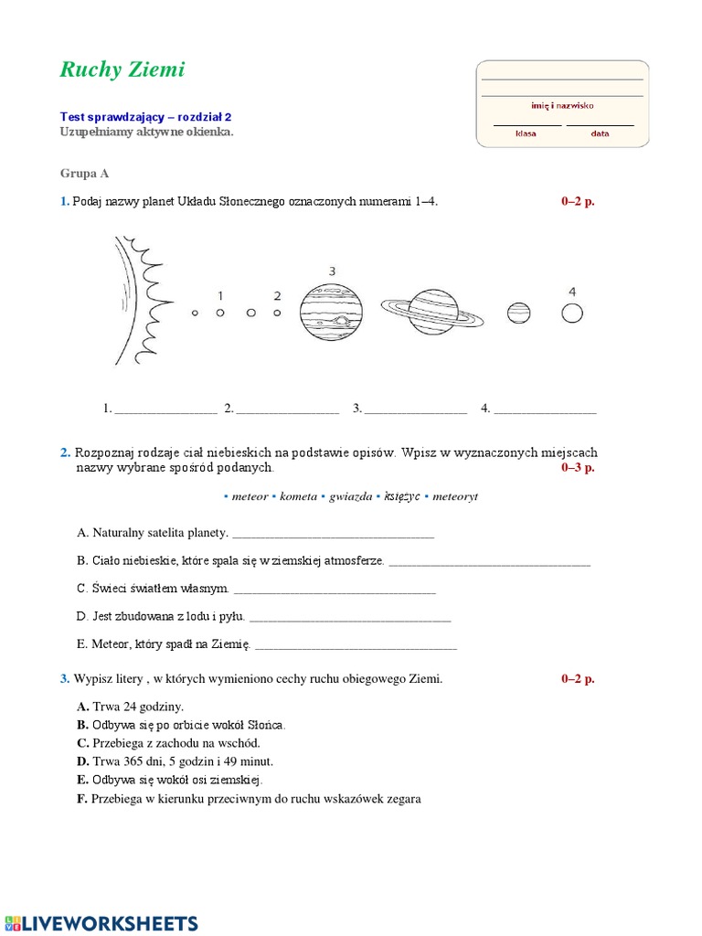 Ruch Obrotowy Ziemi I Jego Następstwa Ruchy Ziemi | PDF